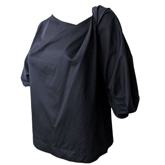 NWT Rosetta Getty Black Asymmetric Poplin Shirt - Picture 2 of 16